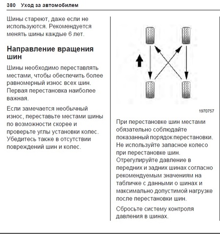 Схема замены колес для равномерного износа передний привод