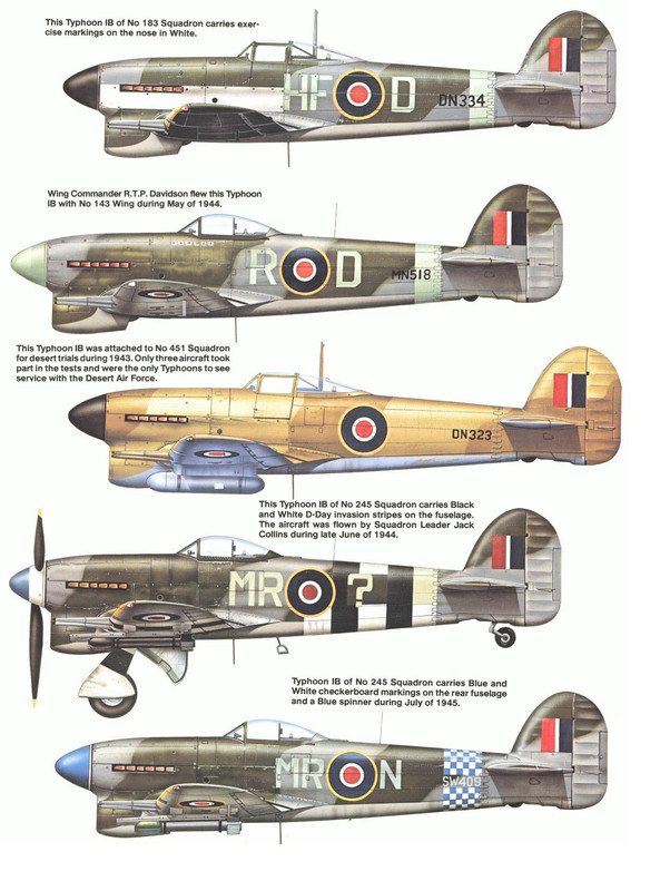 Perfiles del Hawker Typhoon