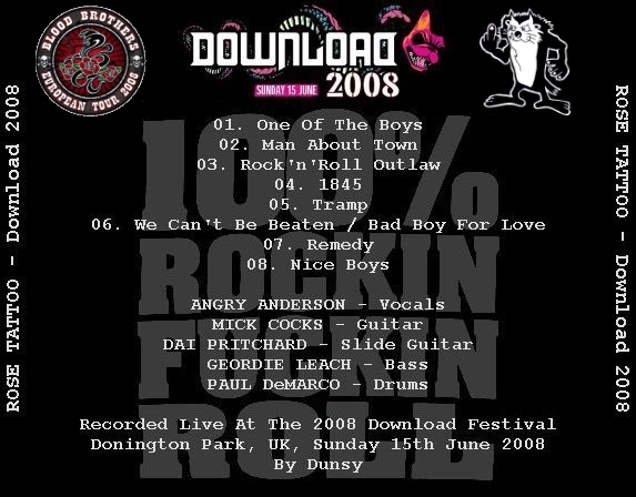 Rose Tattoo Aus Live At Download Festival Bootleg 2008 Heavy Metal Rarities Forum